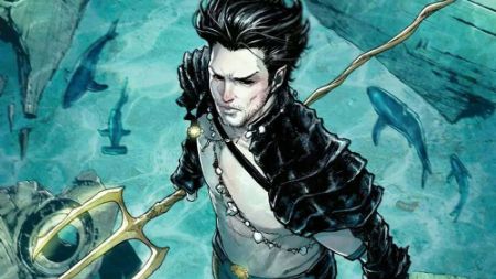 Namor with a trident in his hand